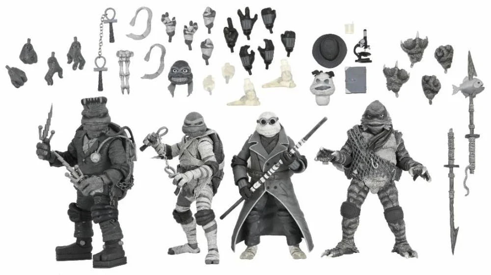 TMNT x Universal Monsters - Black and White 4-Pack - NECA