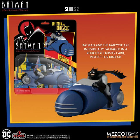 Batman: The Animated Series - Batman and Batcycle Set - 5 Points - Mezco (7760685858992)