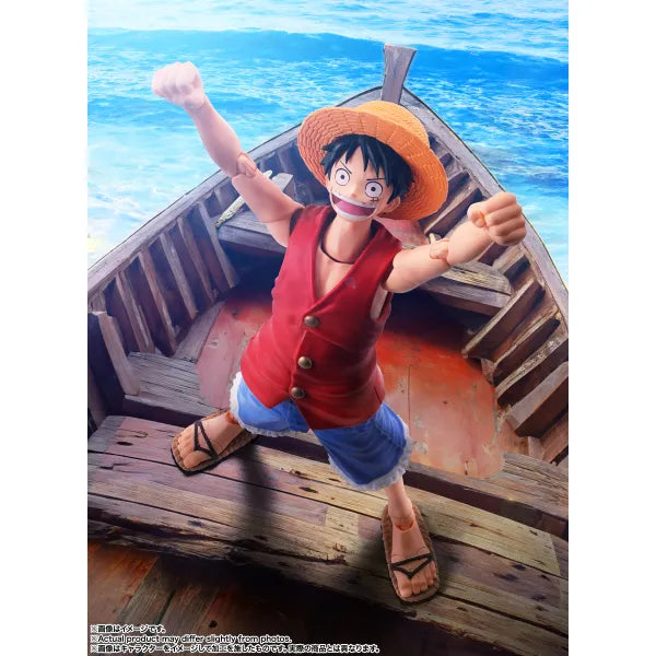 コミック・アニメ SHFiguarts MONKEY.D. LUFFY ROMANCE DAWN Detailed action figure of Monkey D. Luffy from One Piece.